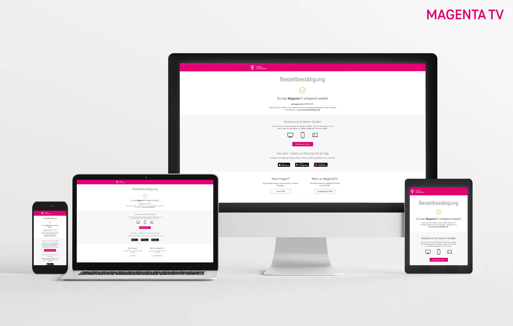 Das responsive Design der Benutzeroberflächen der Plattform auf unterschiedlichen Geräten.