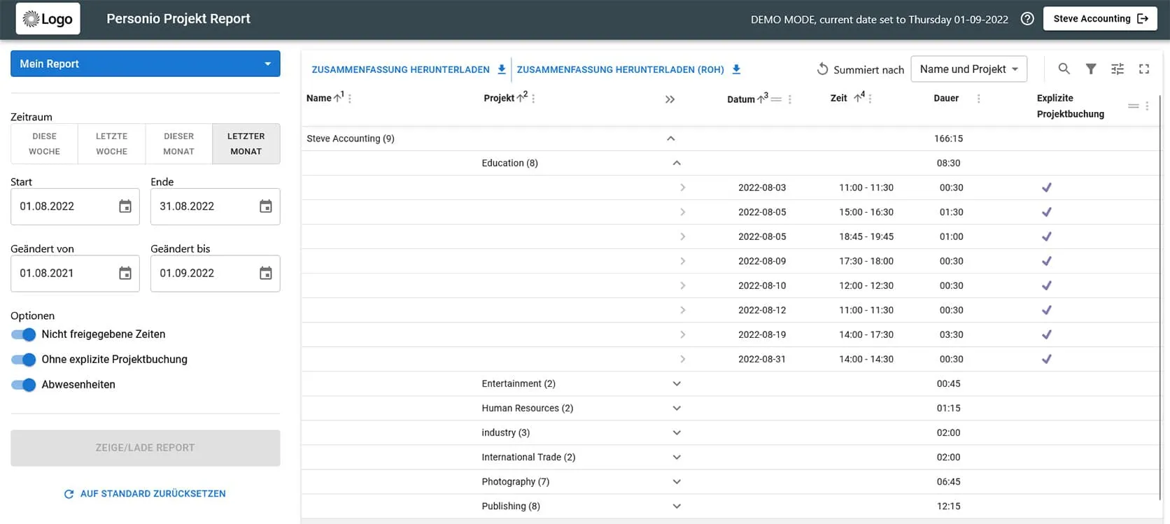 Screenshot der Mitarbeiteroberflächen in personio